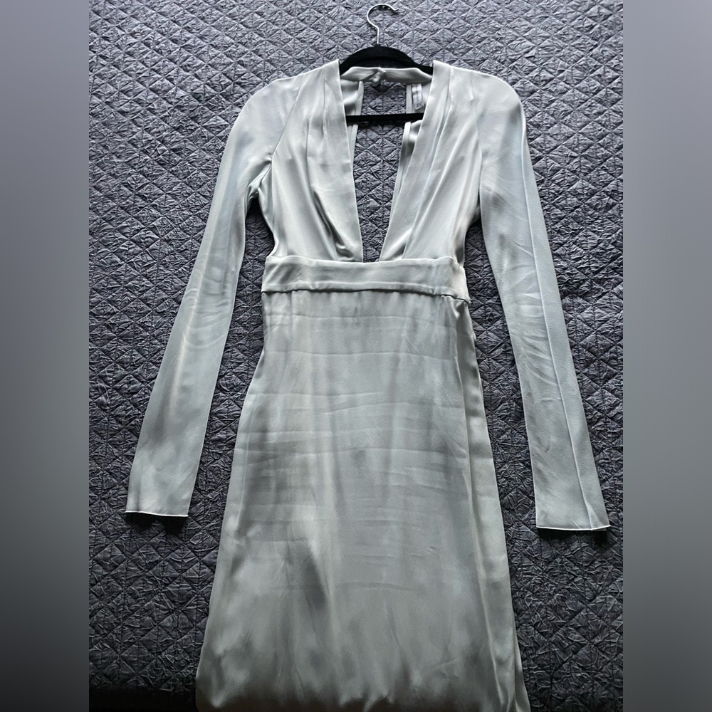 NWOT. Bec + Bridge ice blue silk midi dress, size 4. - Picture 5 of 8